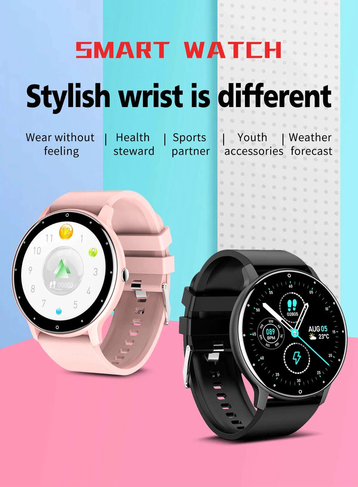 LIGE 2025 Smart Fitness Watch for Men & Women-Black