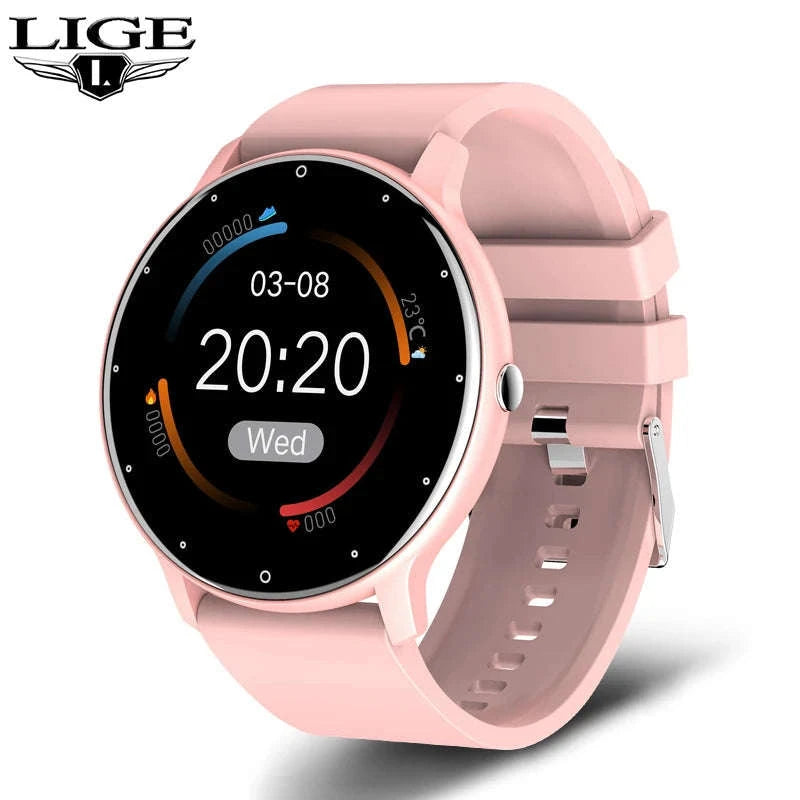 LIGE 2025 Smart Fitness Watch-Silicone pink / CHINA