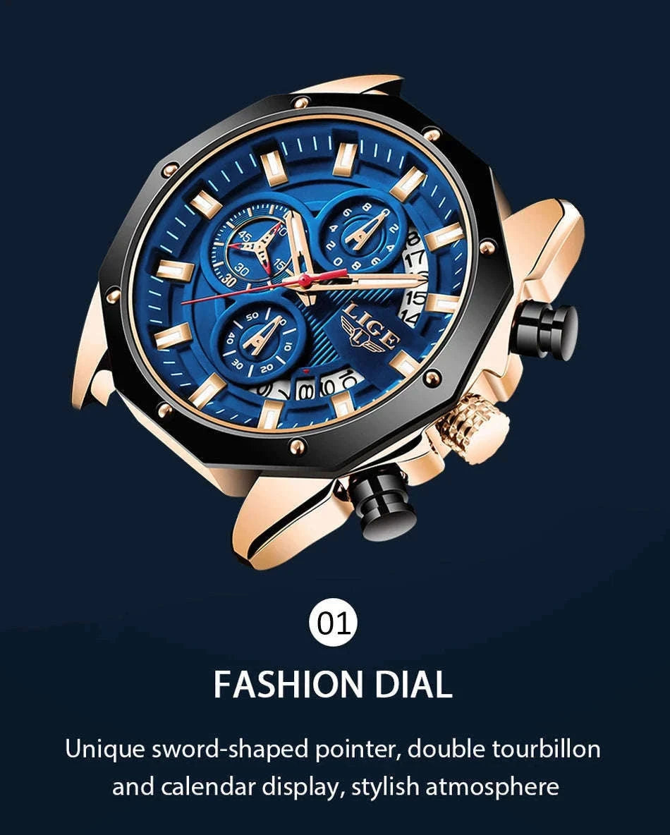 LIGE Luxury Silicone Sport Watch for Everyday Style-silver black