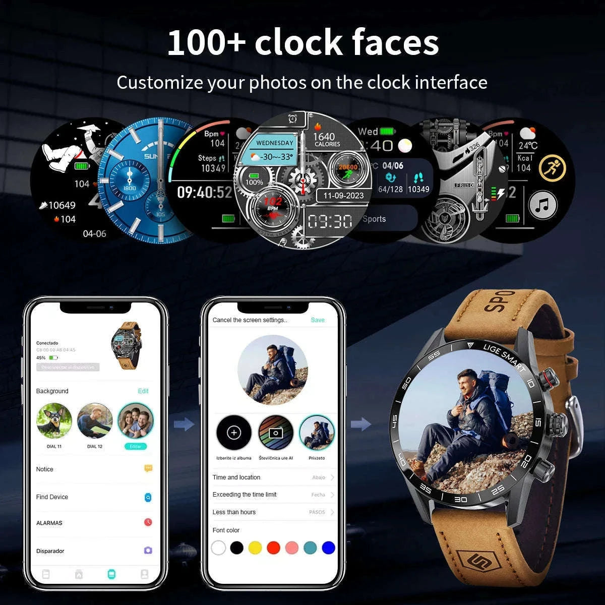 LIGE Rugged Military GPS Smartwatch with AMOLED Display-silver