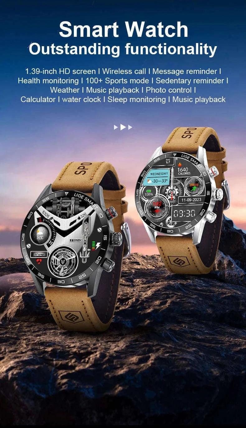 LIGE Rugged Military GPS Smartwatch with AMOLED Display-silver