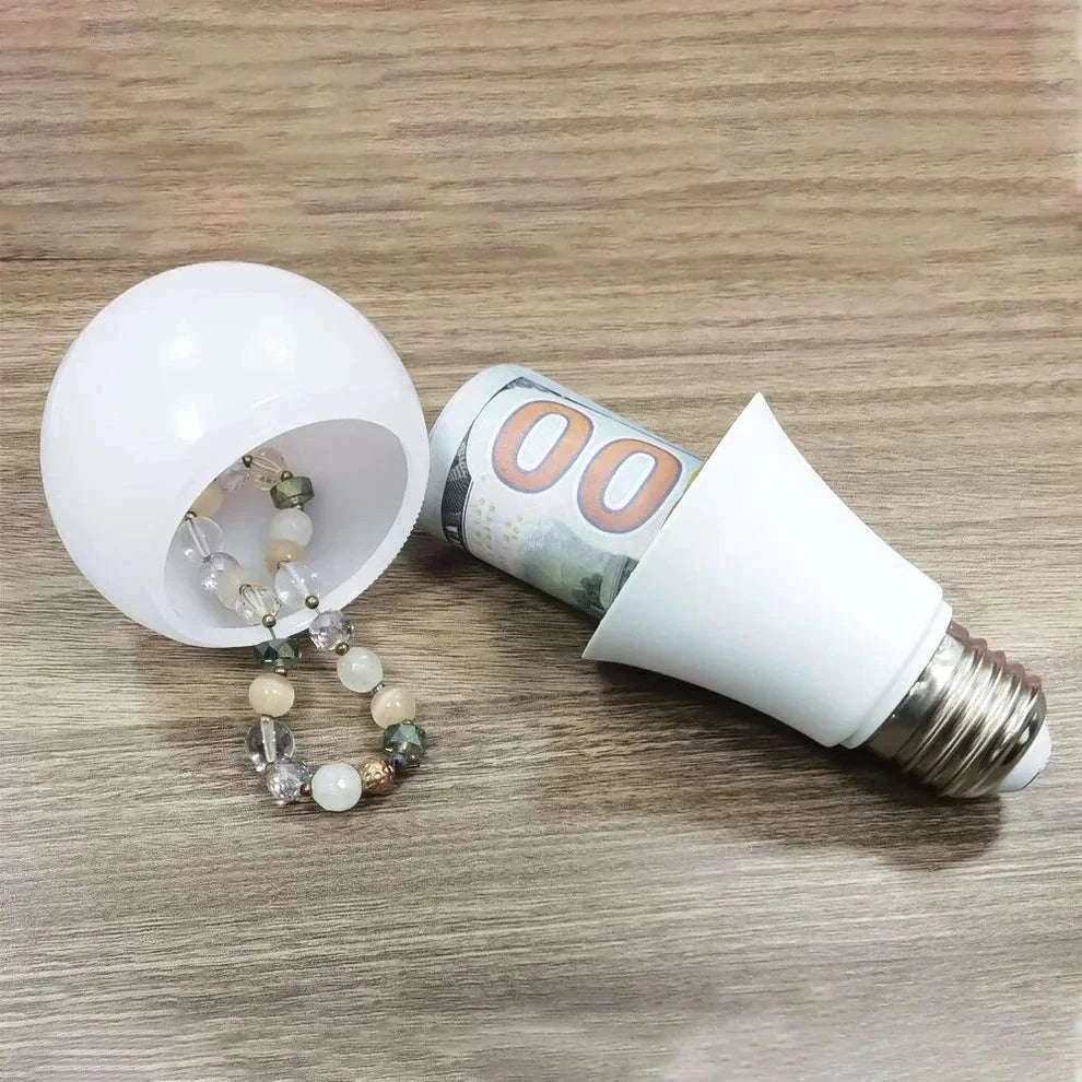 Light Bulb Hidden Storage Compartment Safe Container-White