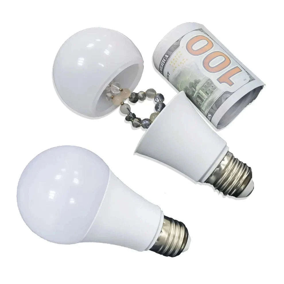 Light Bulb Hidden Storage Compartment Safe Container-White
