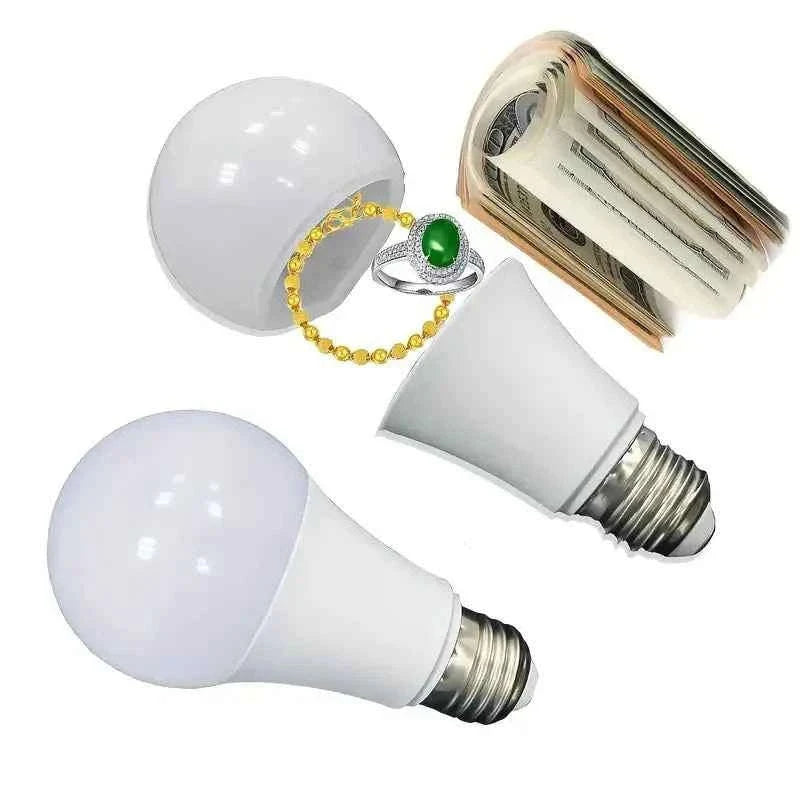 Light Bulb Hidden Storage Compartment Safe Container-White
