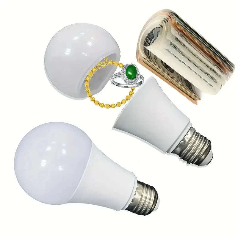 Light Bulb Hidden Storage Compartment Safe Container-White