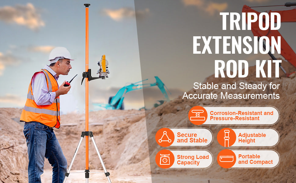 Adjustable Laser Level Tripod 40–133 Inch with Dual Thread Mount