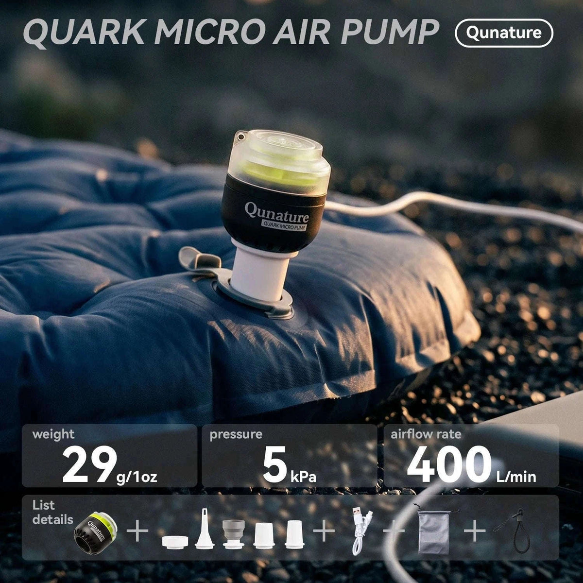 Lightweight 5kPa Mini Air Pump for Camping Mats and Tubes-600188-OR
