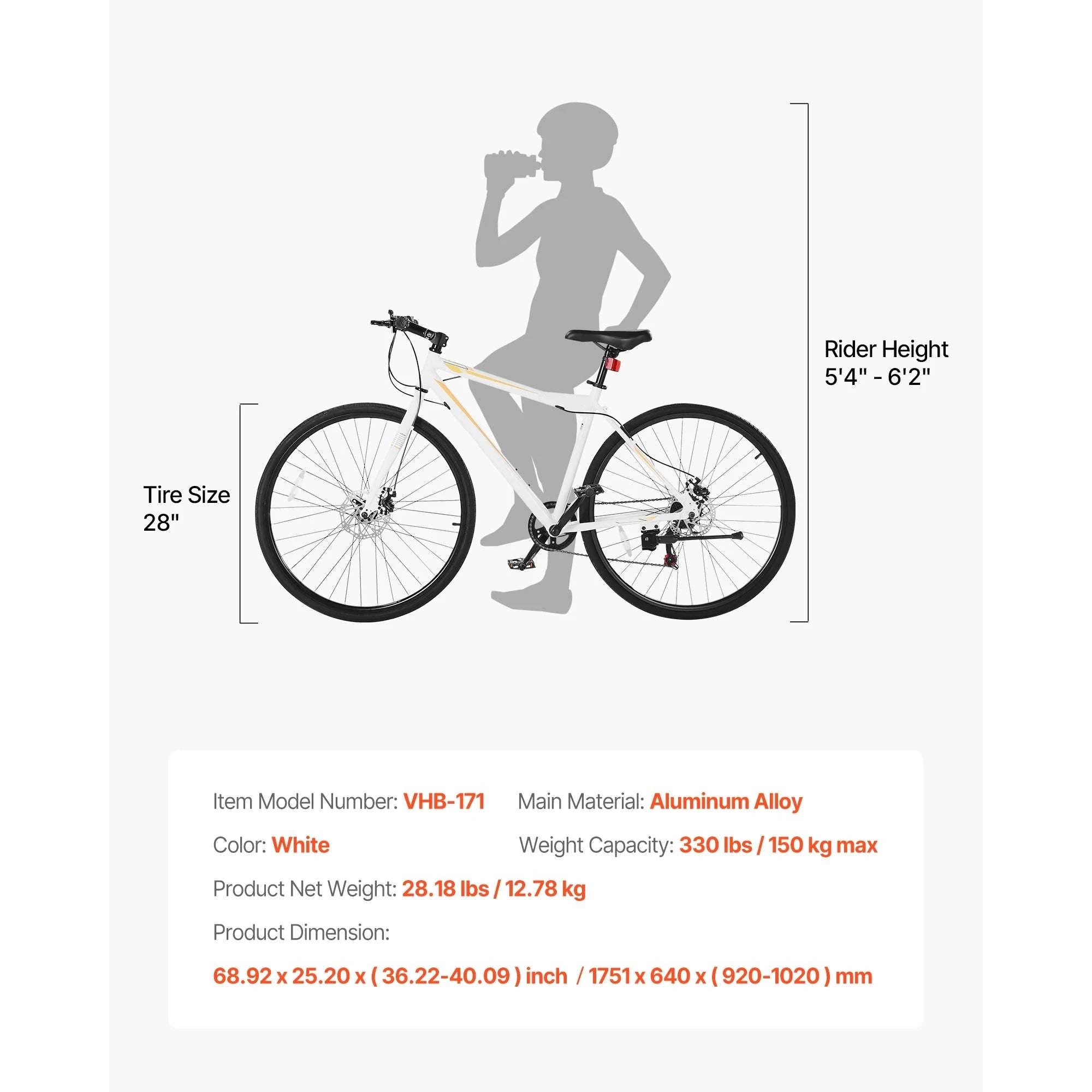 Lightweight Aluminum Hybrid Bike 700C Step-Through City Commuter-28inch type A / United States