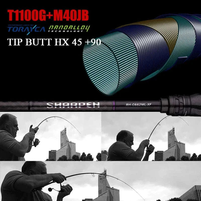 Lightweight Carbon Spinning & Casting Fishing Rod Fast Action Bass Pike-RH-S922M-MF