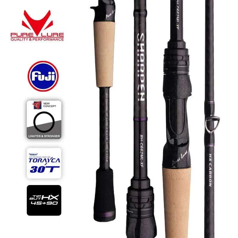 Lightweight Carbon Spinning & Casting Fishing Rod Fast Action Bass Pike-RH-S922M-MF