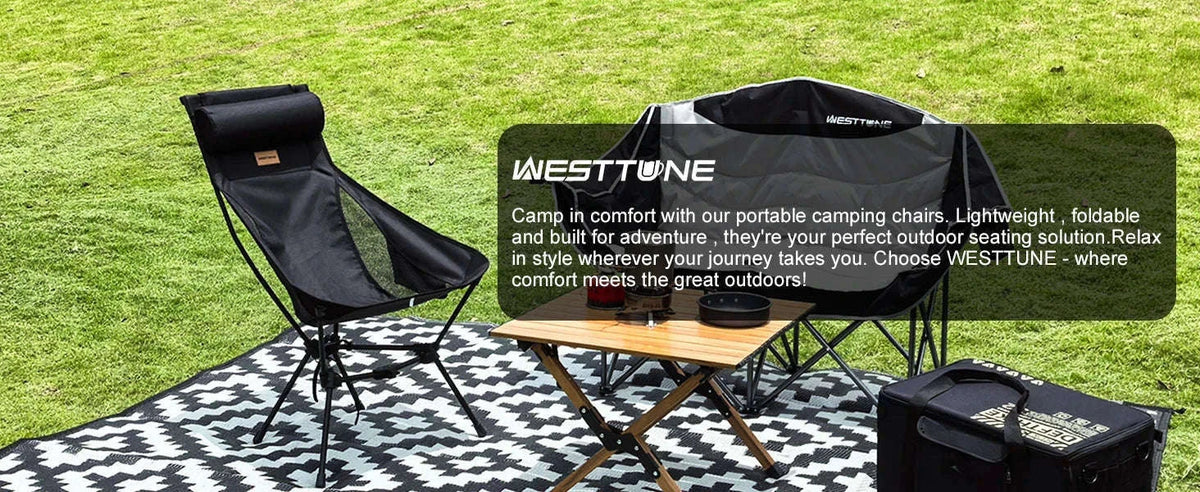 Lightweight Folding High Back Camping Chair with Head Support-Black