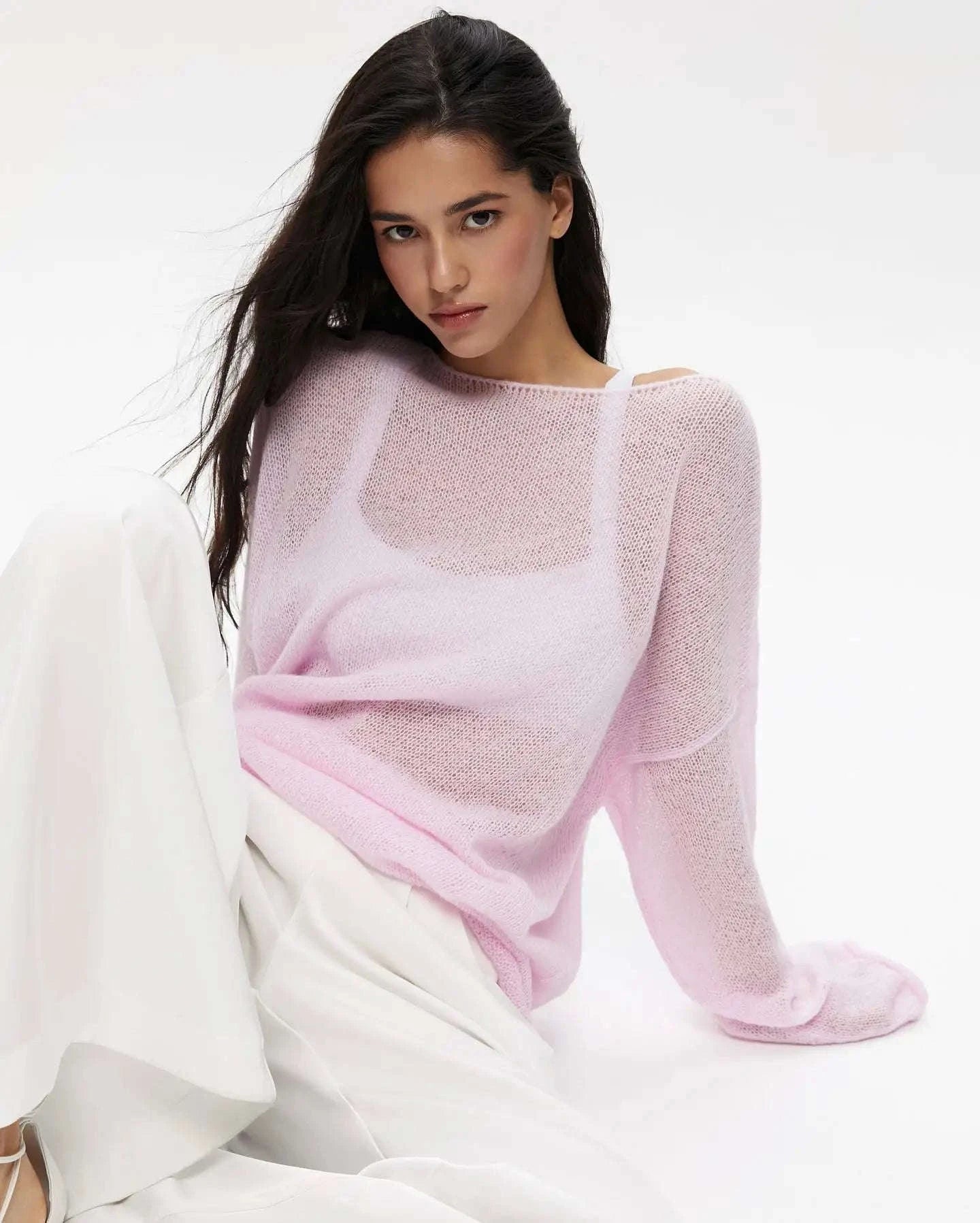 Lightweight Loose Fit Turtleneck Sweater for Women Soft Casual Pullover-GRAY / S