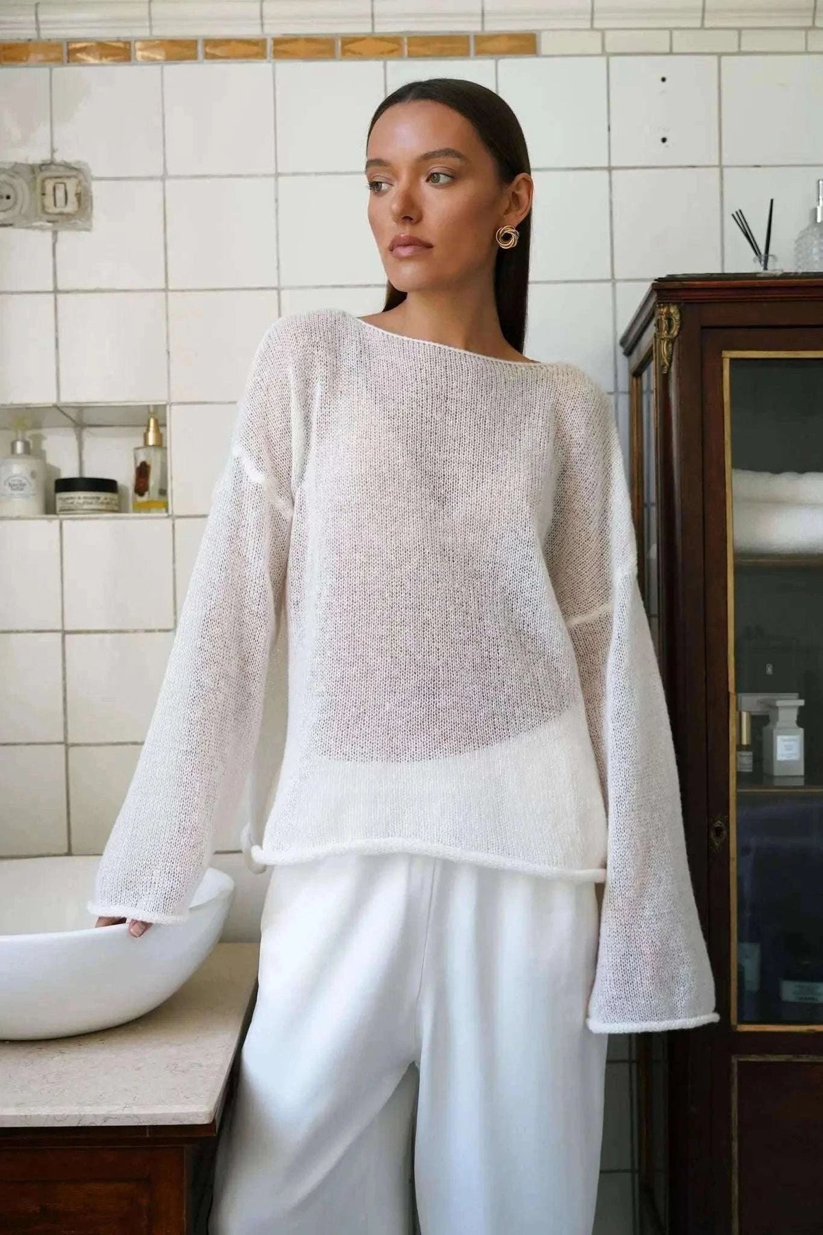Lightweight Loose Fit Turtleneck Sweater for Women Soft Casual Pullover-GRAY / S