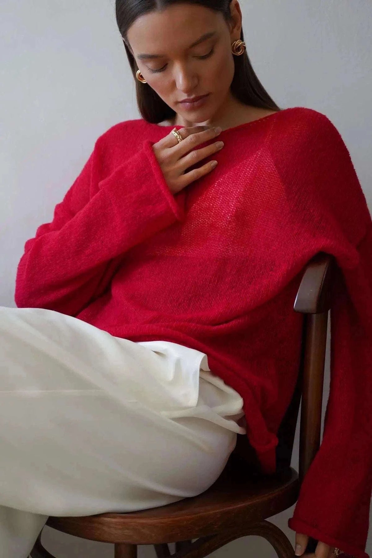 Lightweight Loose Fit Turtleneck Sweater for Women Soft Casual Pullover-GRAY / S