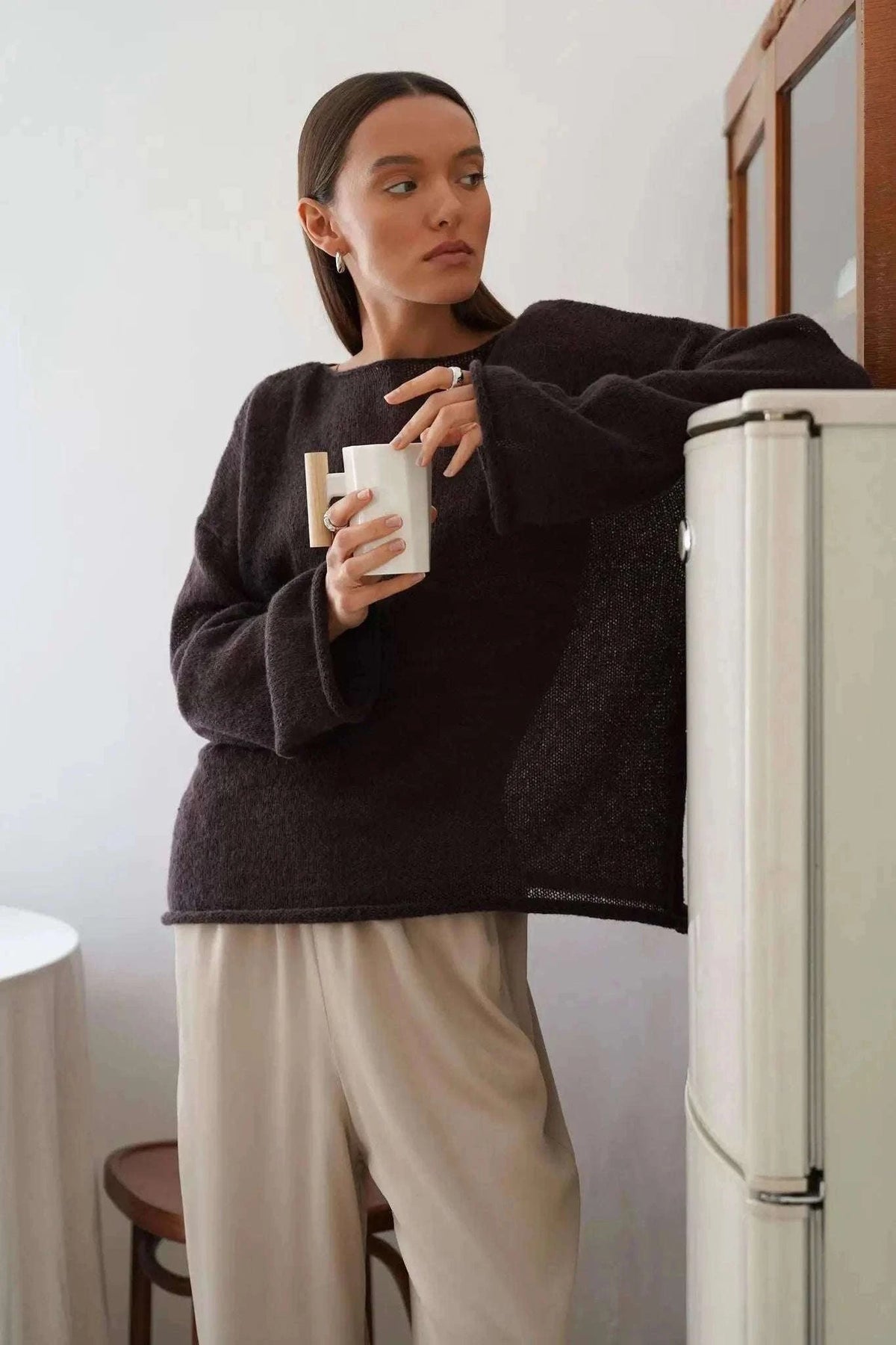 Lightweight Loose Fit Turtleneck Sweater for Women Soft Casual Pullover-GRAY / S