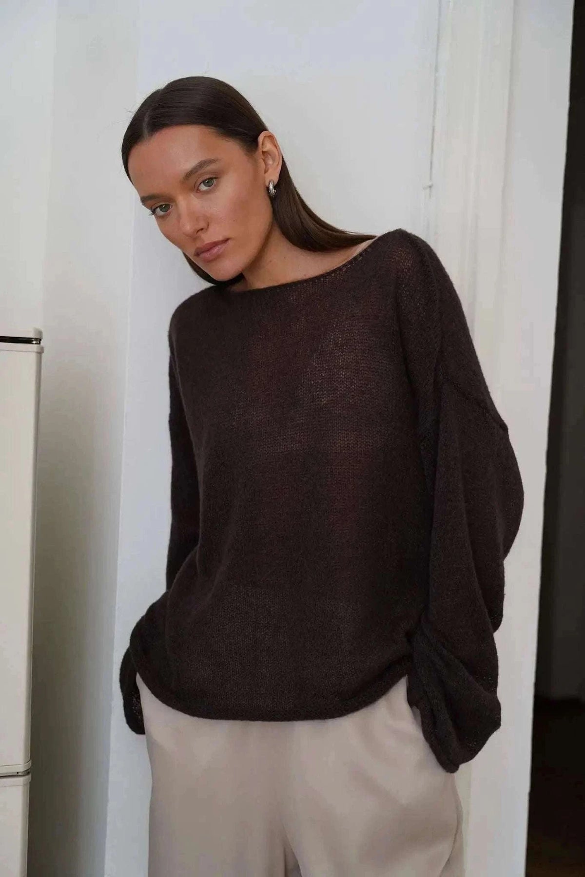 Lightweight Loose Fit Turtleneck Sweater for Women Soft Casual Pullover-GRAY / S