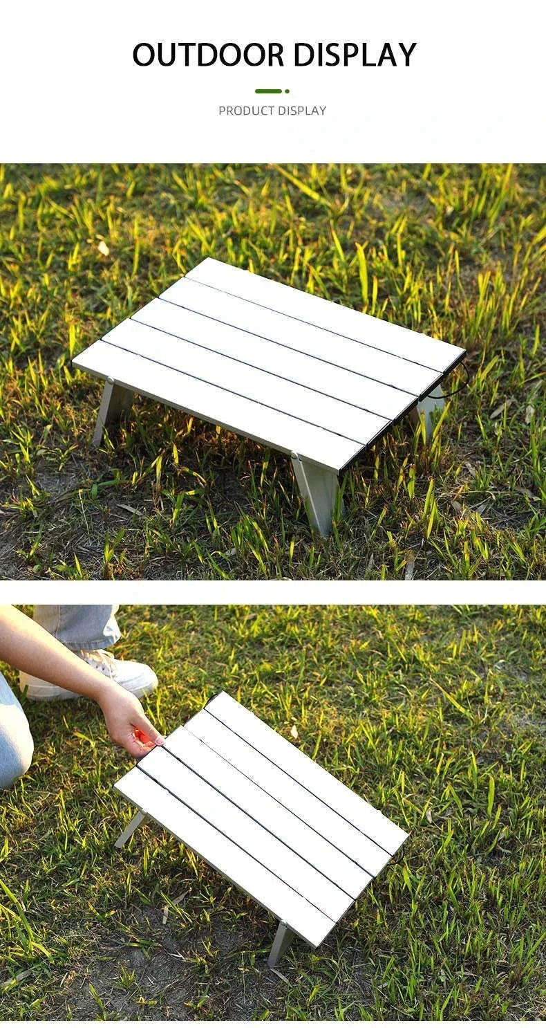 Lightweight Roll-Up Folding Outdoor Table for Camping and Picnic-Black Red