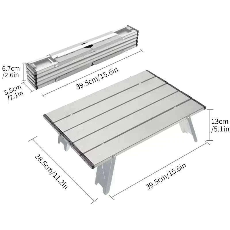 Lightweight Roll-Up Folding Outdoor Table for Camping and Picnic-Black Red