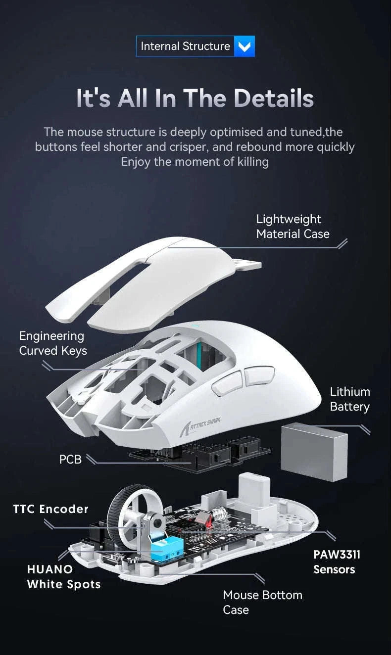 Lightweight Wireless Gaming Mouse with RGB Precision Control-black / Italy