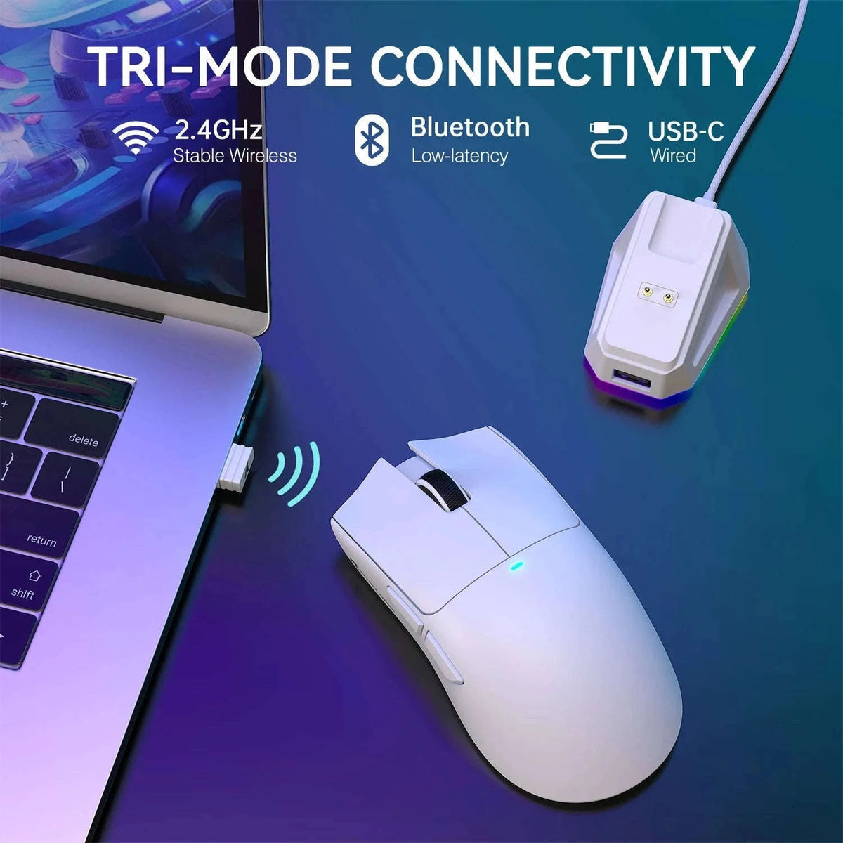 Lightweight Wireless Gaming Mouse with RGB Precision Control-black / Italy