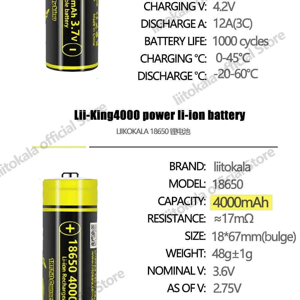 LiitoKala Lii-King4000 Rechargeable 18650 Battery 4000mAh-Default Title