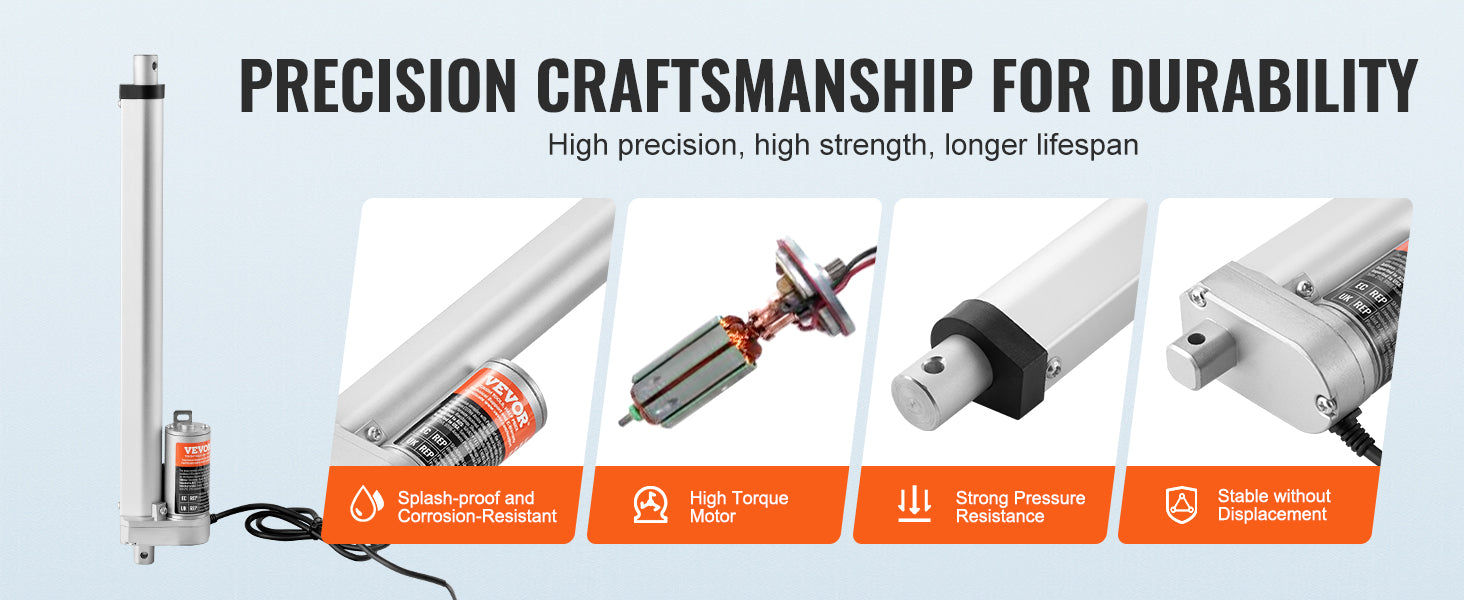 12V Linear Actuator 1000N Electric Motor with Multiple Stroke Options