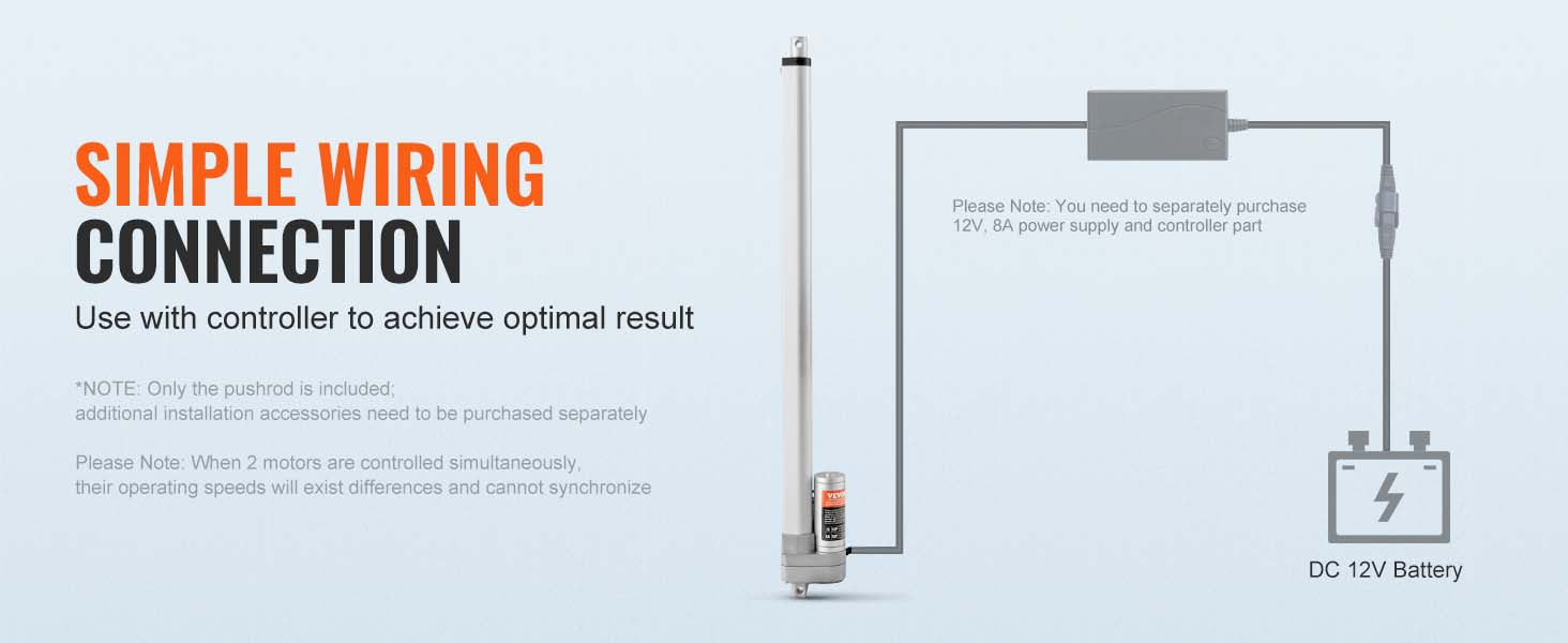 12V Linear Actuator 3000N 500mm Waterproof IP65 with Mounting Bracket