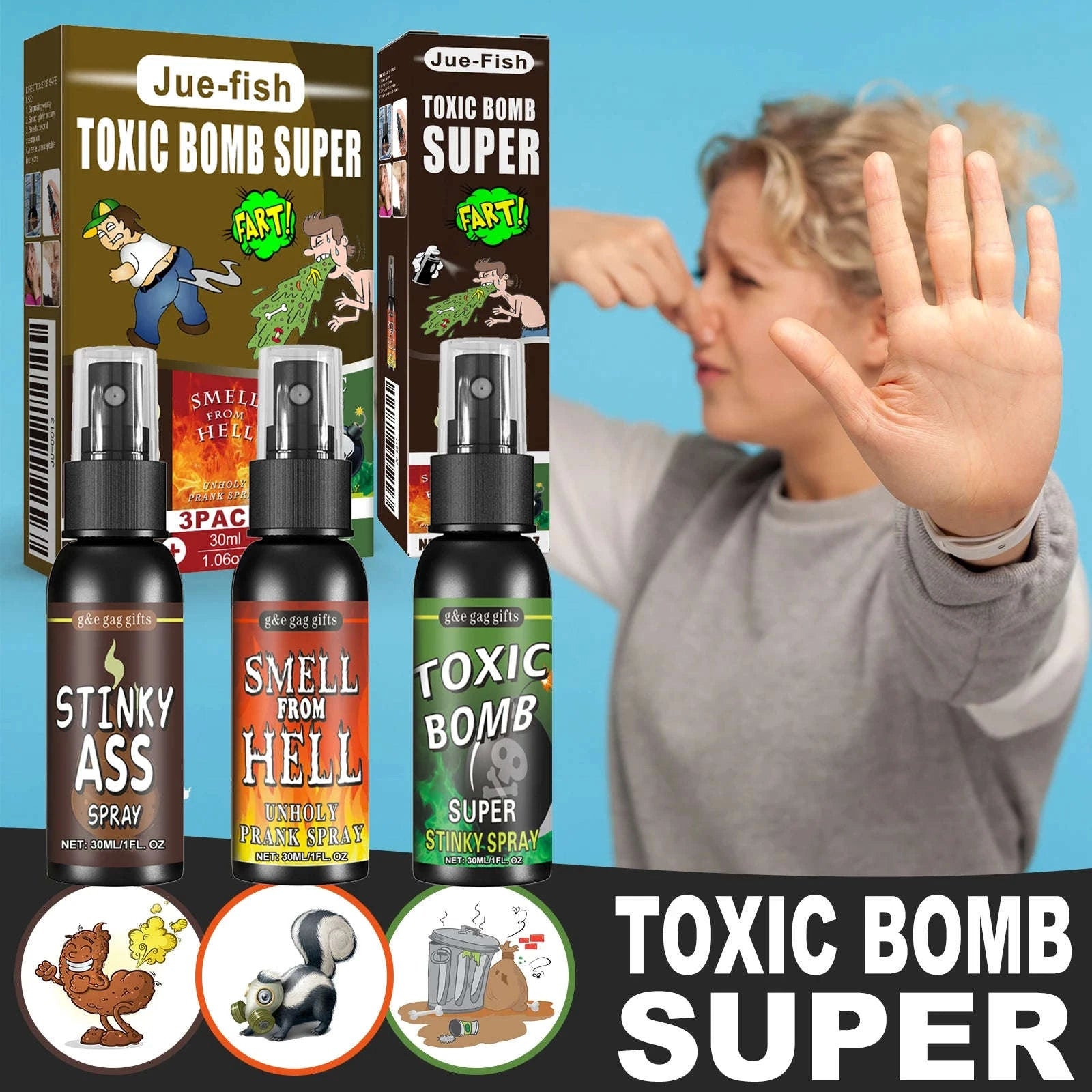 Liquid Fart Prank Spray – Stink Bomb Gag for Hilarious Reactions-4pc / United States
