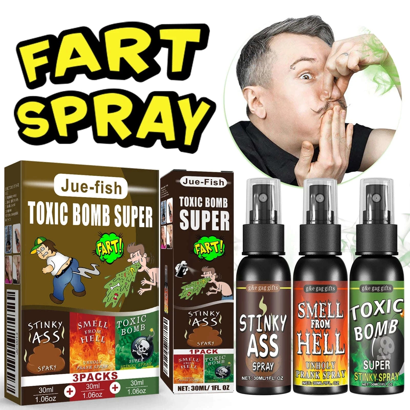 Liquid Fart Prank Spray – Stink Bomb Gag for Hilarious Reactions-4pc / United States