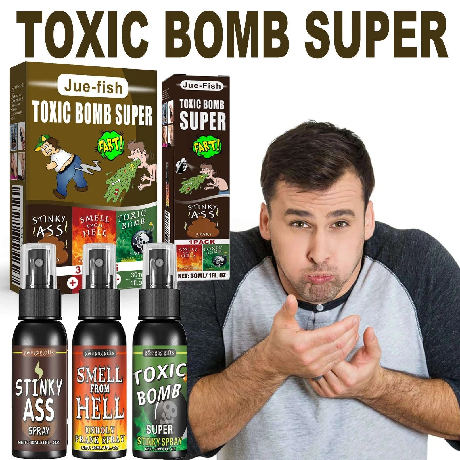 Liquid Fart Prank Spray – Stink Bomb Gag for Hilarious Reactions-4pc / United States