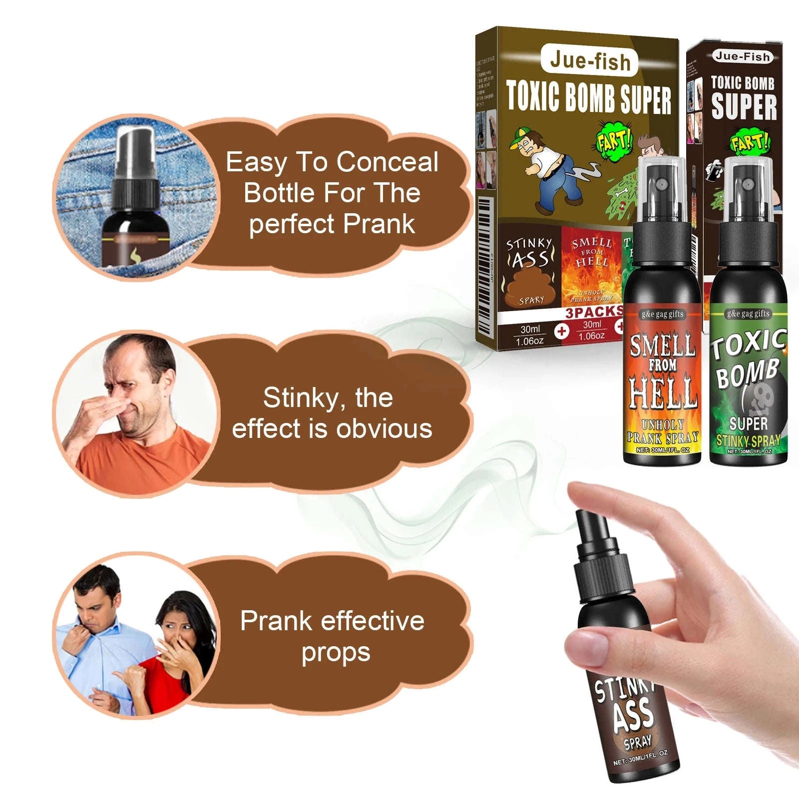 Liquid Fart Prank Spray – Stink Bomb Gag for Hilarious Reactions-4pc / United States