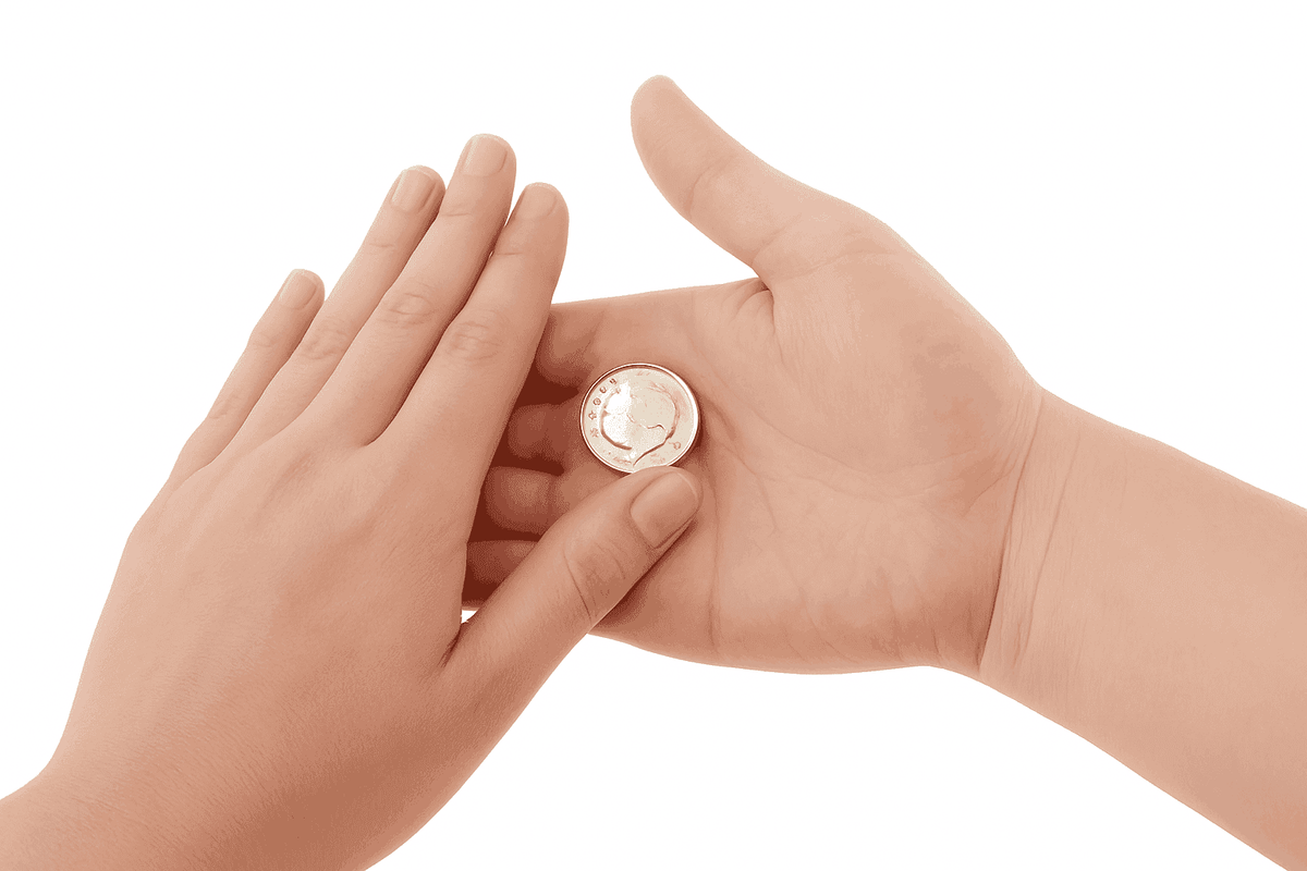 Little Hand Magic Trick Coin Disappear Prank Prop-1pc
