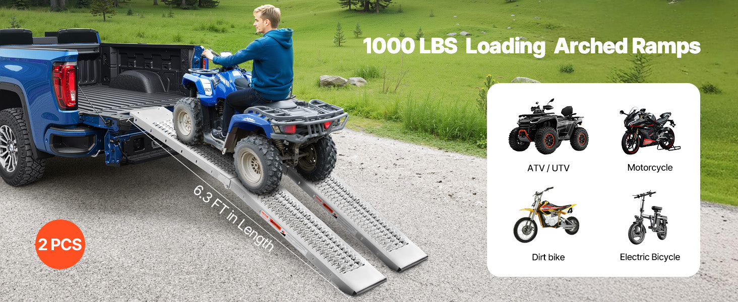 1000lbs Steel Loading Ramps 2-Pack Foldable ATV UTV Motorcycle