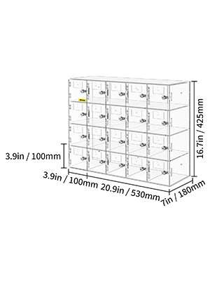 Lockable Cell Phone Storage Locker with 10/20 Slots Acrylic Cabinet-20 Slots / United States