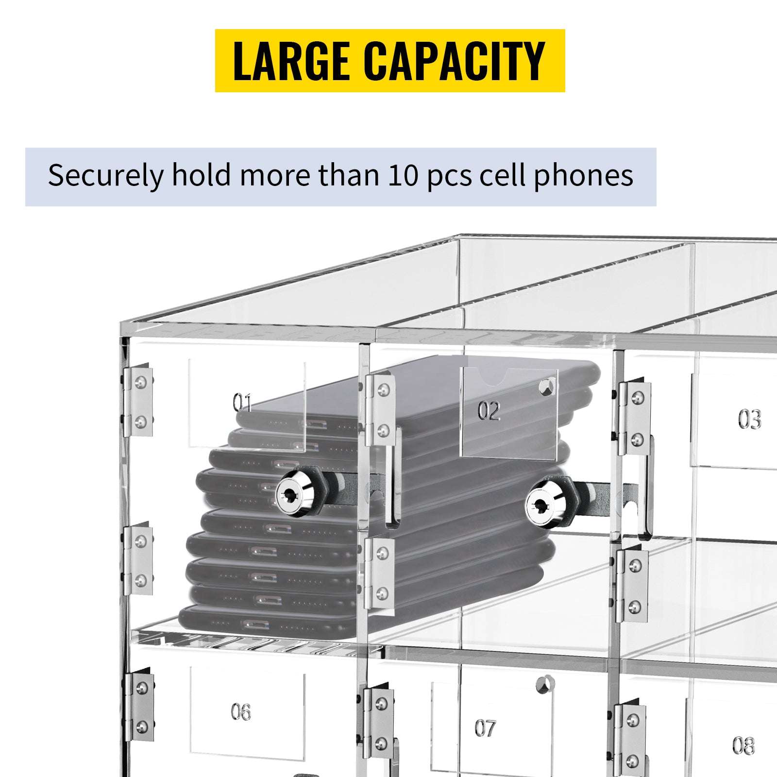 Lockable Cell Phone Storage Locker with 10/20 Slots Acrylic Cabinet-20 Slots / United States