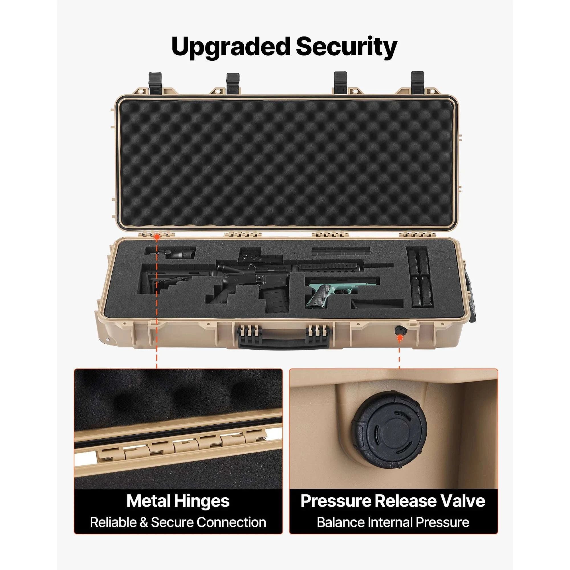 Lockable Hard Rifle Case with Foam Insert, IP67 Waterproof Travel Case-42.8x15.4in Grey / United States