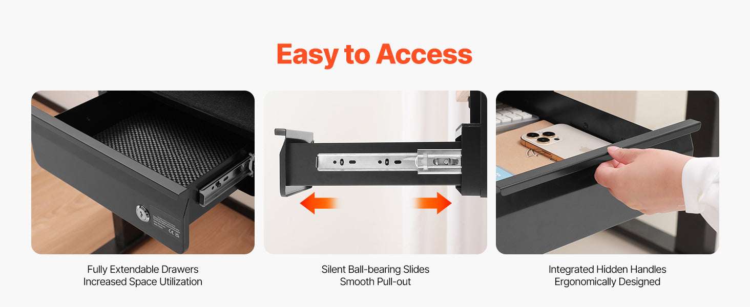Lockable Under Desk Drawer Organizer with Slide-Out Storage-Single Layer / United States