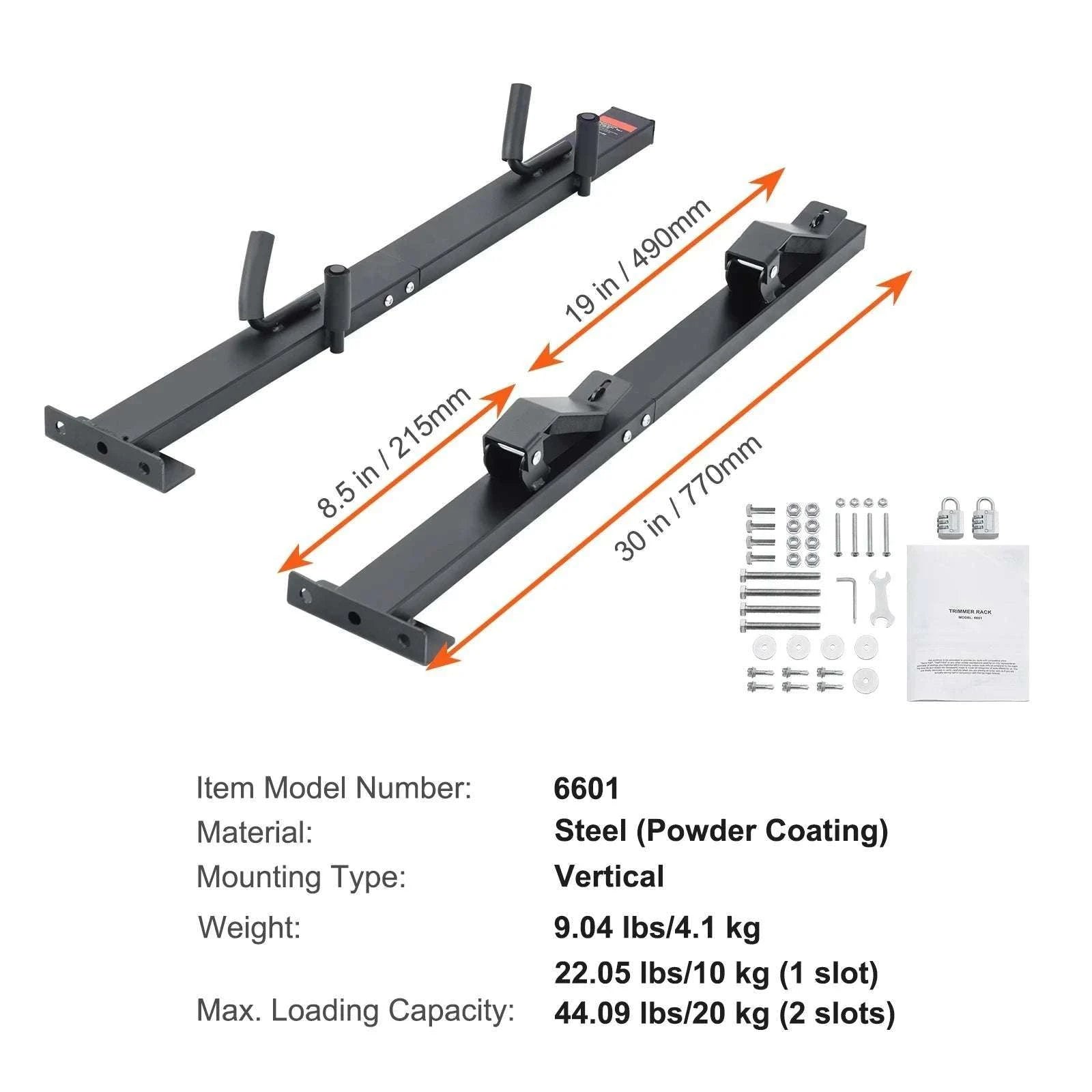 Locking Trimmer Rack for Trailer or Pickup – 2/3 Place Steel Carrier-B / CZECH REPUBLIC
