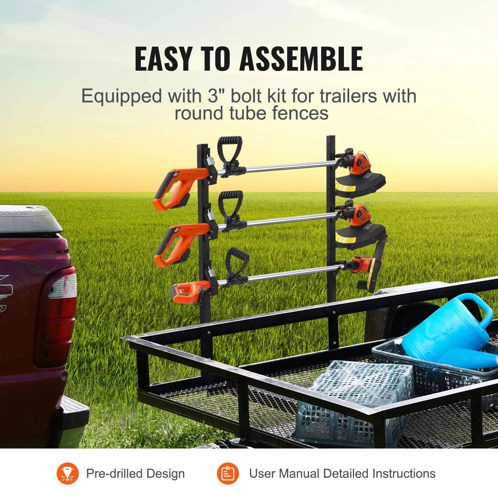 Locking Trimmer Rack for Trailer or Pickup – 2/3 Place Steel Carrier-B / CZECH REPUBLIC