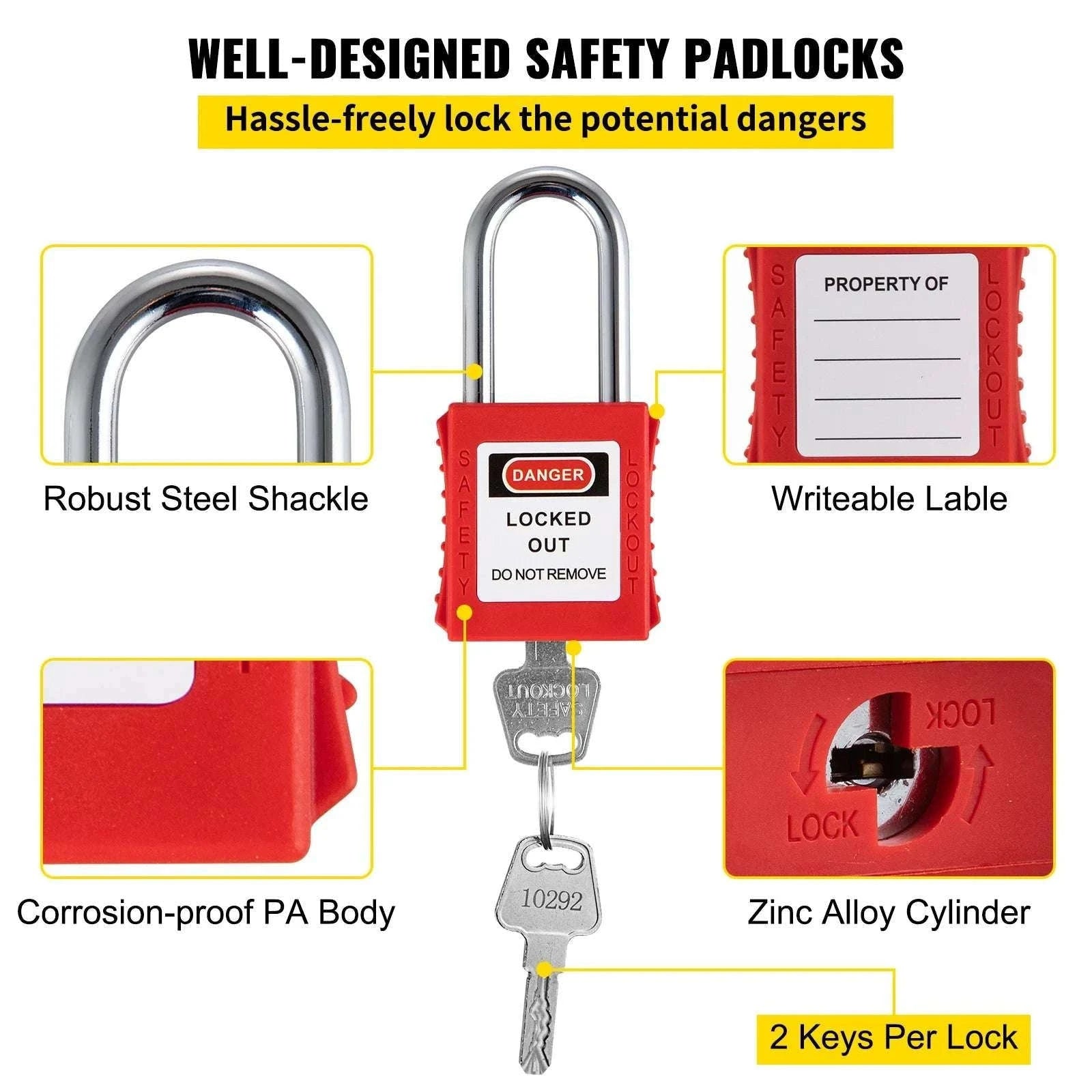 Lockout Tagout Kit Set with Padlocks, Hasps & Station (26–58 PCS)-42 PCS 1 Tool Box / United States