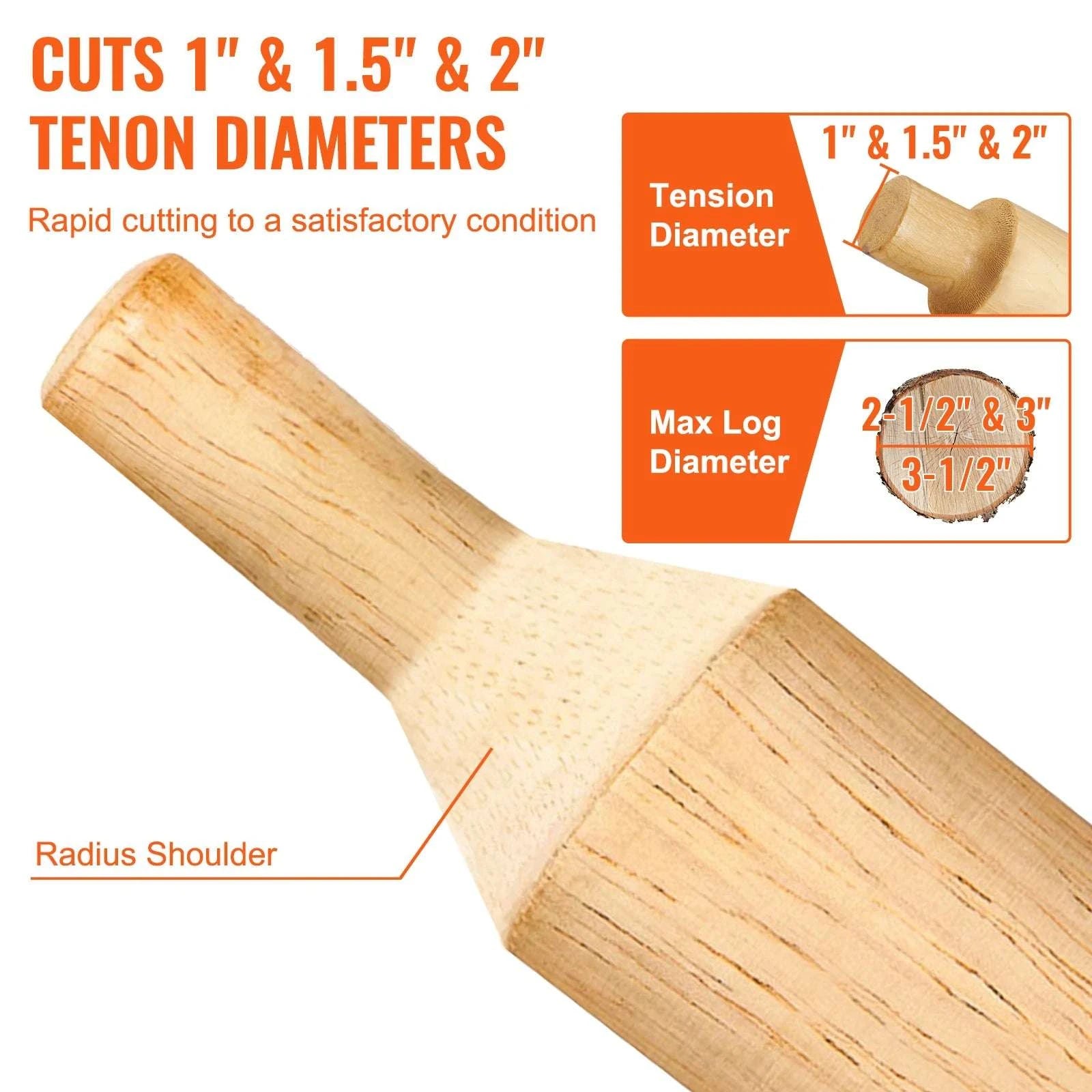 Log Tenon Cutter Set 1" 1.5" 2" with Dual Blades for Woodworking-United States