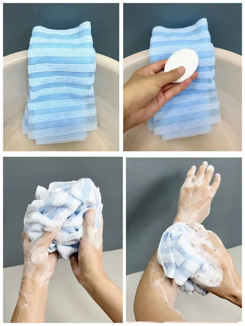 Long Bath Brush Back Scrubber 103x21cm for Shower Care-Blue / United States