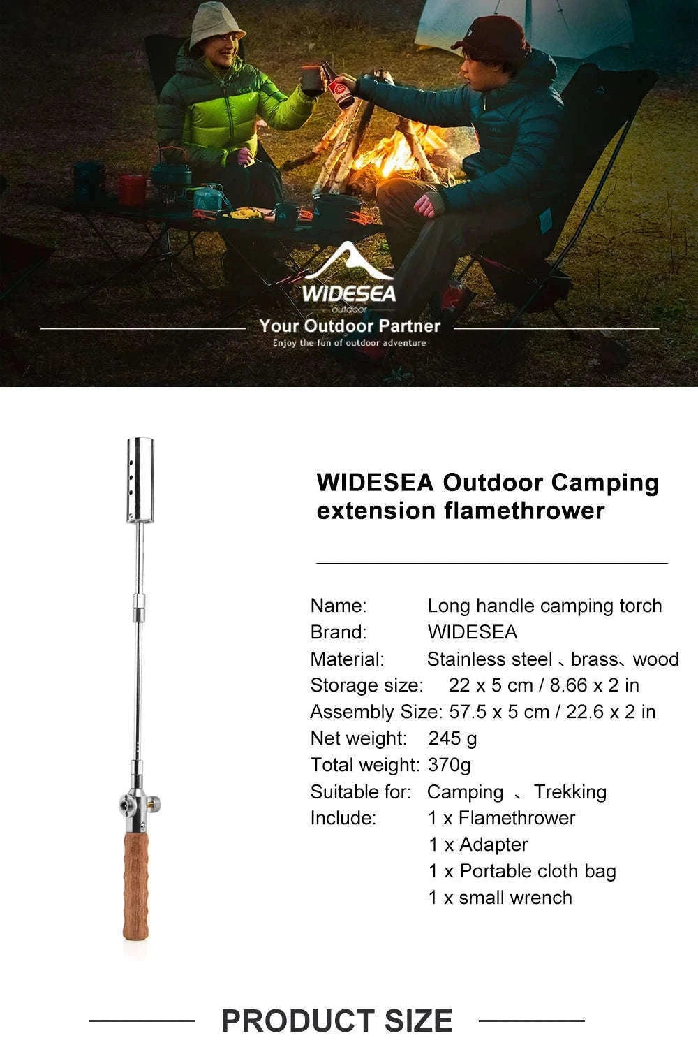 Long Handle Detachable Stainless Steel Camping Torch-WSPQ-004