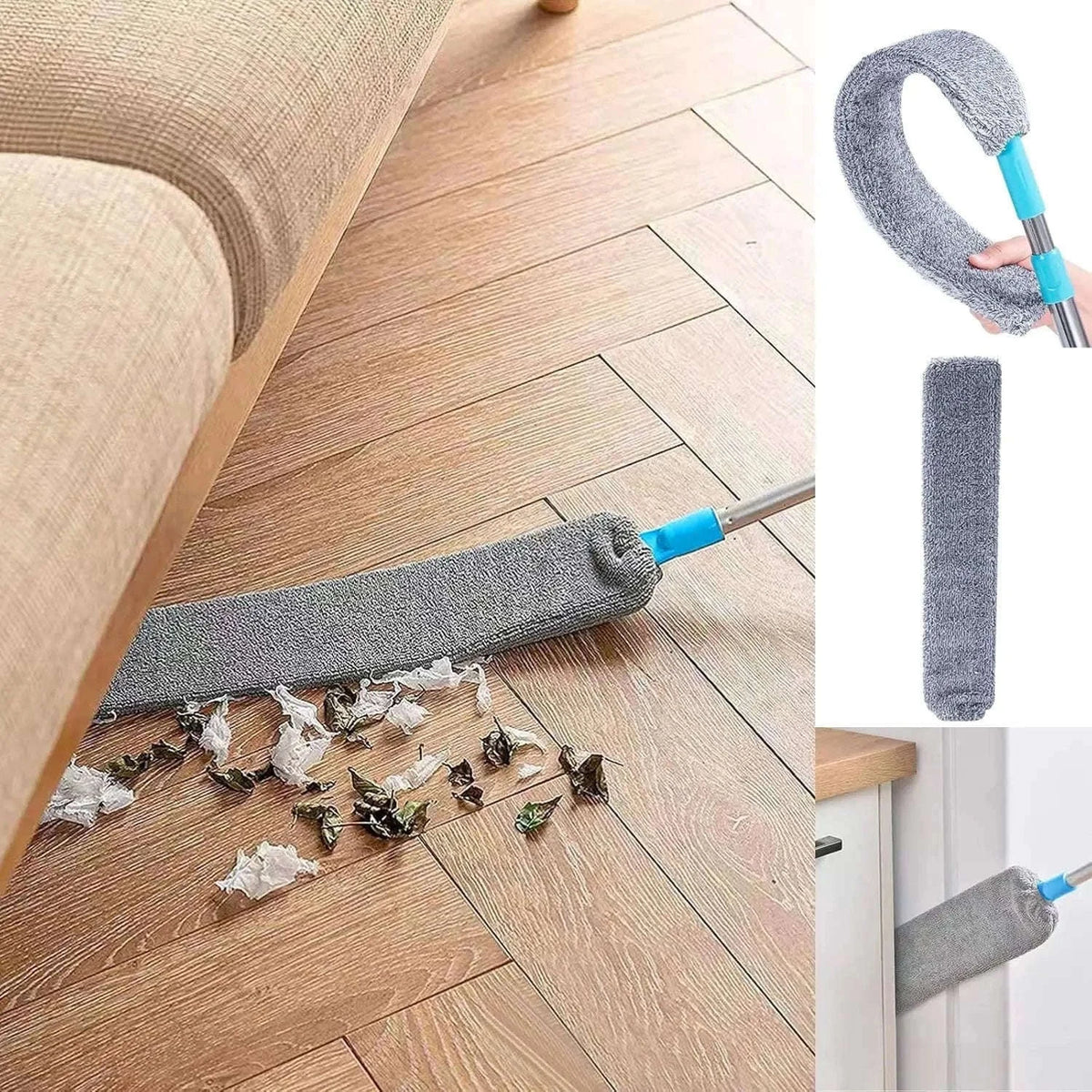 Long Handle Dust Mop for Floors, Ceilings and Tight Spaces-Mop with 2pcs cloth