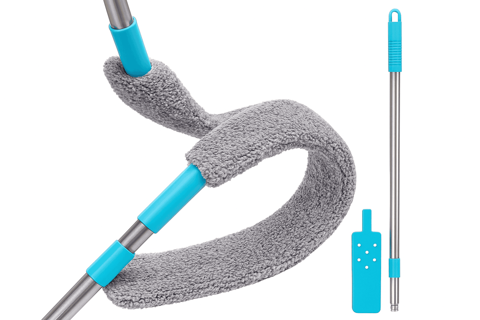 Long Handle Dust Mop for Floors, Ceilings and Tight Spaces-Mop with 2pcs cloth