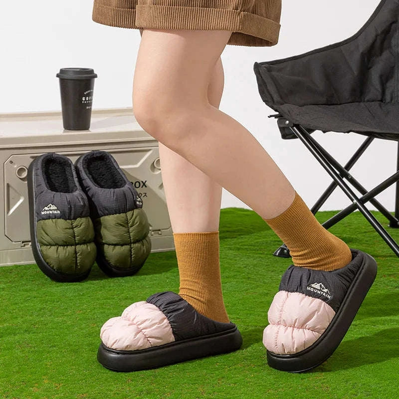 Long Plush Warm Winter Slippers for Cozy Outdoor Comfort-Green / 44-45 / China Mainland