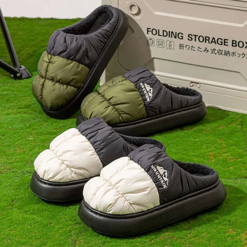 Long Plush Warm Winter Slippers for Cozy Outdoor Comfort-Green / 44-45 / China Mainland