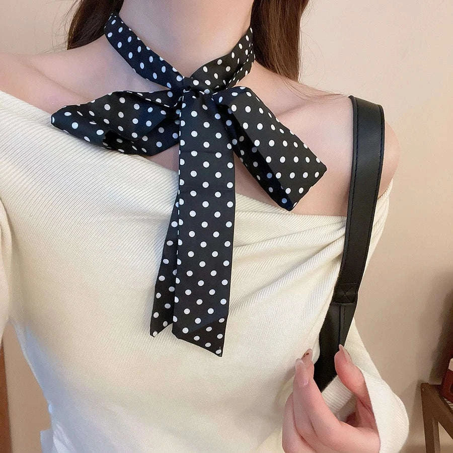 Long Polka Dot Ribbon Choker Necklace for Elegant Everyday Style-Style1