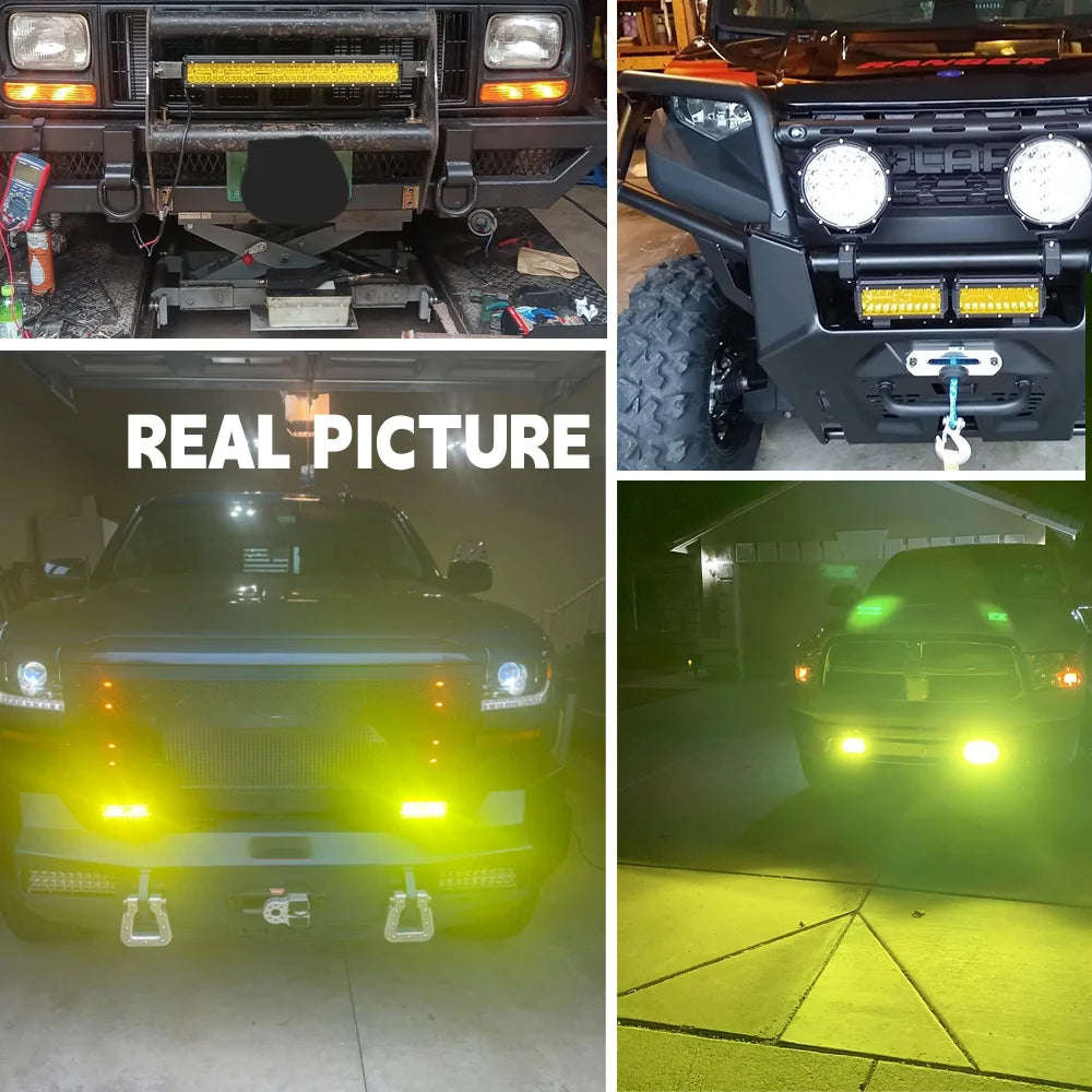 Long Range LED Work Light Bar 12-24V Amber Combo Beam-2 in 1 Wiring
