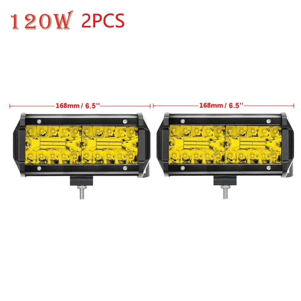 Long Range LED Work Light Bar 12-24V Amber Combo Beam-2 in 1 Wiring